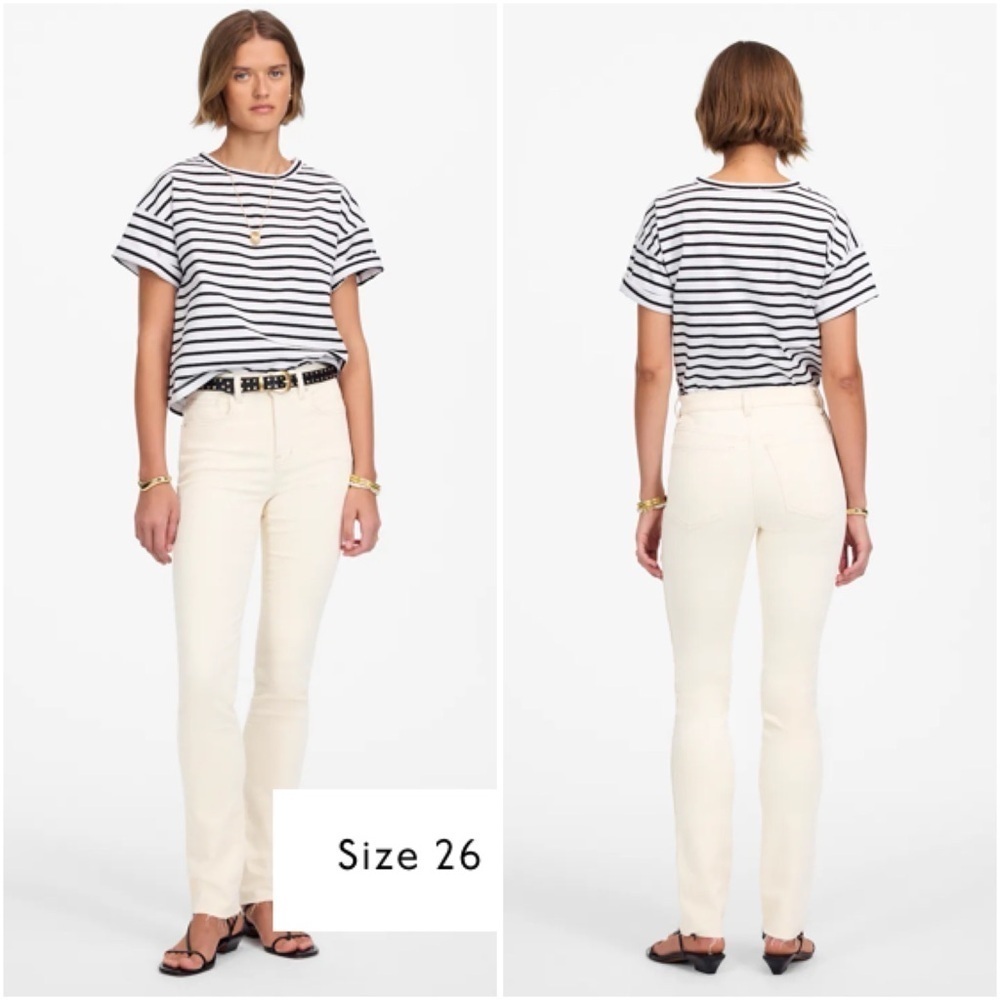 Madewell Stovepipe Jeans Vintage Canvas Ivory Mid Rise Size 33 NWT